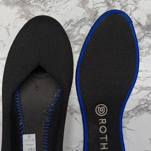 ROTHY'S THE FLAT black textile ballet women's slip-on size 8.5 round-toe - Picture 9 of 11